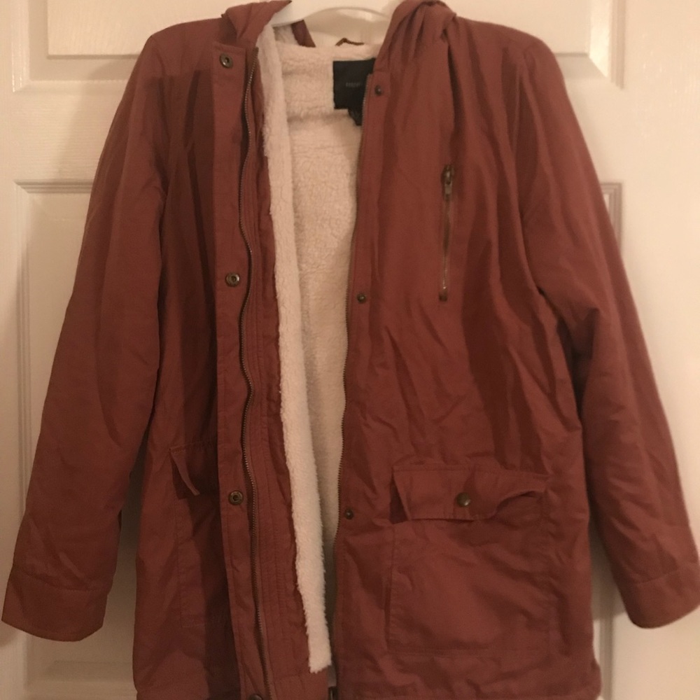 Forever 21 begonia pink Sherpa lined winter jacket